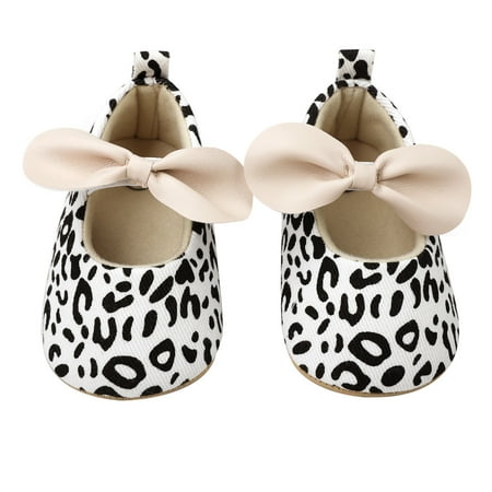 

Baby Girls Mary Jane Flats Bowknot Leopard Princess Dress Shoes
