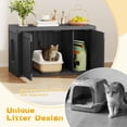 thumbnail image 4 of Cat Litter Box Enclosure, Multi-Functional Hidden Enclosed Litter Box Furniture with Adjustable Partition, Indoor Outdoor Cat House Weatherproof, Side Table, Easy to Clean & Assemble, Black, 4 of 8