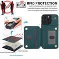 thumbnail image 4 of Allytechgroup Case for iPhone 16 Pro Max with Credit Card Slot, Built-in Shoulder Strap Stand PU Leather Wallet RFID Blocking Phone Case Shockproof Protective for iPhone 16 Pro Max, Green, 4 of 8