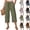 #03 Army Green, variant on Womens Pants Summer Gauze Texture Wide Leg Capris Elastic Waist Drawstring Loose Fit Casual Lounge Wear Trousers,XL,#03 Coffee