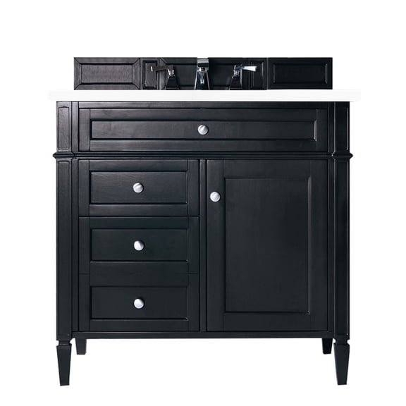 James Martin Vanities 650-V36-3Wz Brittany 36" Single Basin Poplar Wood Vanity Set - Black