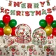thumbnail image 4 of 8 invitados vajilla navideña desechable Papá Noel Noel alce platos de papel servilletas decoración navideña feliz año nuevo 2025, 4 of 5