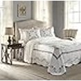 thumbnail image 3 of MODERN HEIRLOOM Heather Embroidered Bedspread - Lightweight Breathable All Seasons Bedding, Twin, Blue/White, 3 of 4