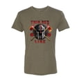 thumbnail image 2 of Wild Bobby, The Thin Red Line Spartan Helmet Patriotic Eagle Mens Premium Tri Blend Tee, Military Green, X-Large, 2 of 6