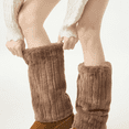 thumbnail image 3 of Women's Faux Fur Leg Warmers, Y2K Aesthetic Thickened Winter Leg Sleeves, Fluffy Knit Leg Accessories for Outfit Layering and Cold Weather - Coffee, 3 of 6