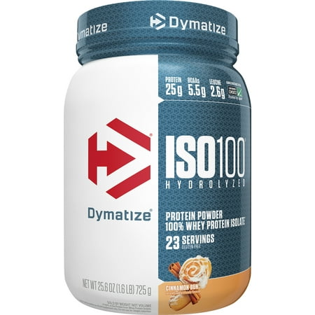 Dymatize ISO100 Hydrolyzed Whey Isolate Protein Powder, Cinnamon Bun, 1.6 lb