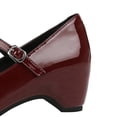 thumbnail image 4 of Women Pointed Toe High Heels Block Heel 5CM Patent Leather Rhinestones Bow Dress Shoes Wedding Evening Party, 4 of 6