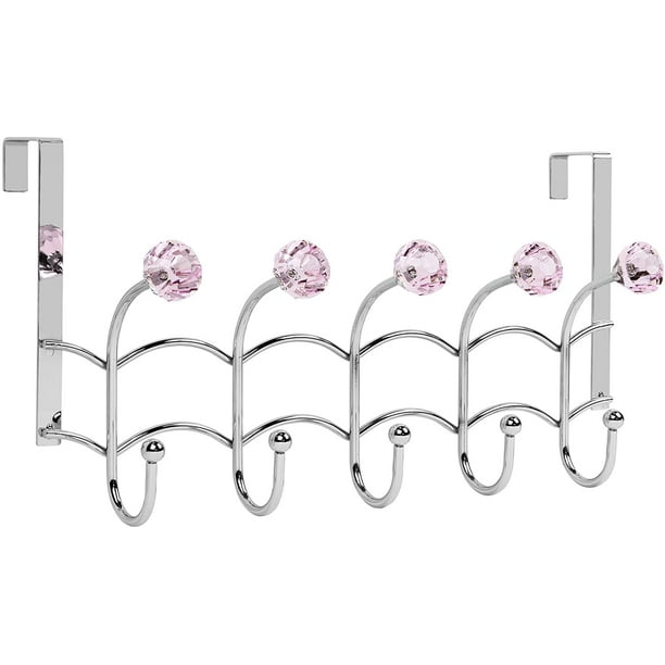 Galashield Over The Door Hook Rack 5 Pink Acrylic Hooks and Stainless ...
