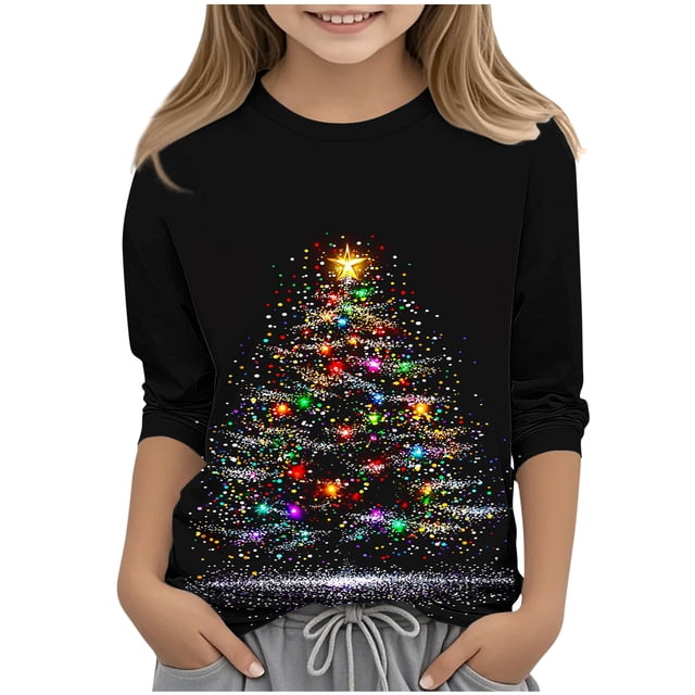 Mode Enfant Couleur Unie Haut/chemise à Manches Trois-Quarts Col Rond