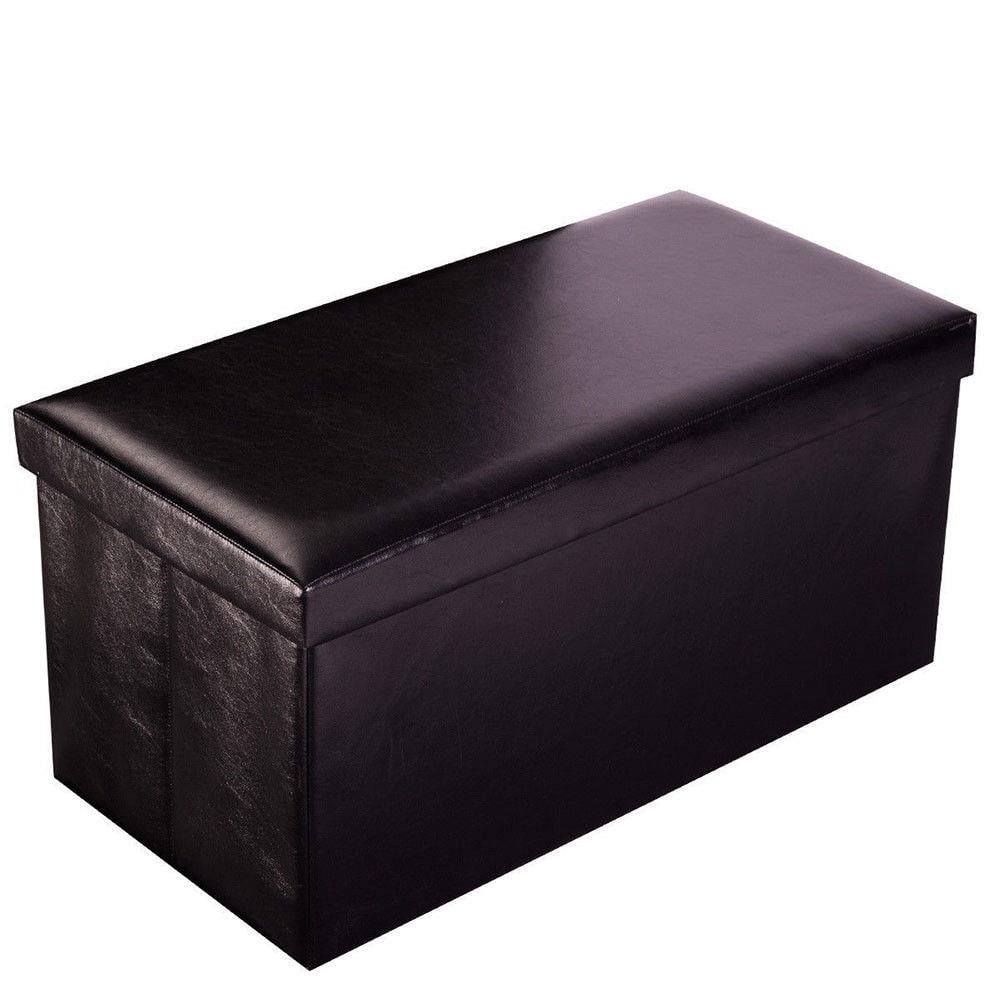 Ktaxon Folding Leather Rectangle Storage Ottoman Brown Footstool Home
