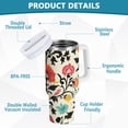 thumbnail image 2 of Yayeee 40oz Stainless Steel Tumbler with Straw and Handle Double-Wall Insulated Travel Water Bottle, Beige Red Floral, 2 of 8
