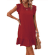 thumbnail image 1 of Vestidos de Verano para Mujer, Cuello Redondo, Corta, Dobladillo con Volantes, Vestido Mini Informal, Rojo XXL, 1 of 7