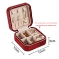 thumbnail image 2 of Travel velvet jewelry box, small portable organizer box with mirror, girl's mini gift box, ringoxblood red, 2 of 5