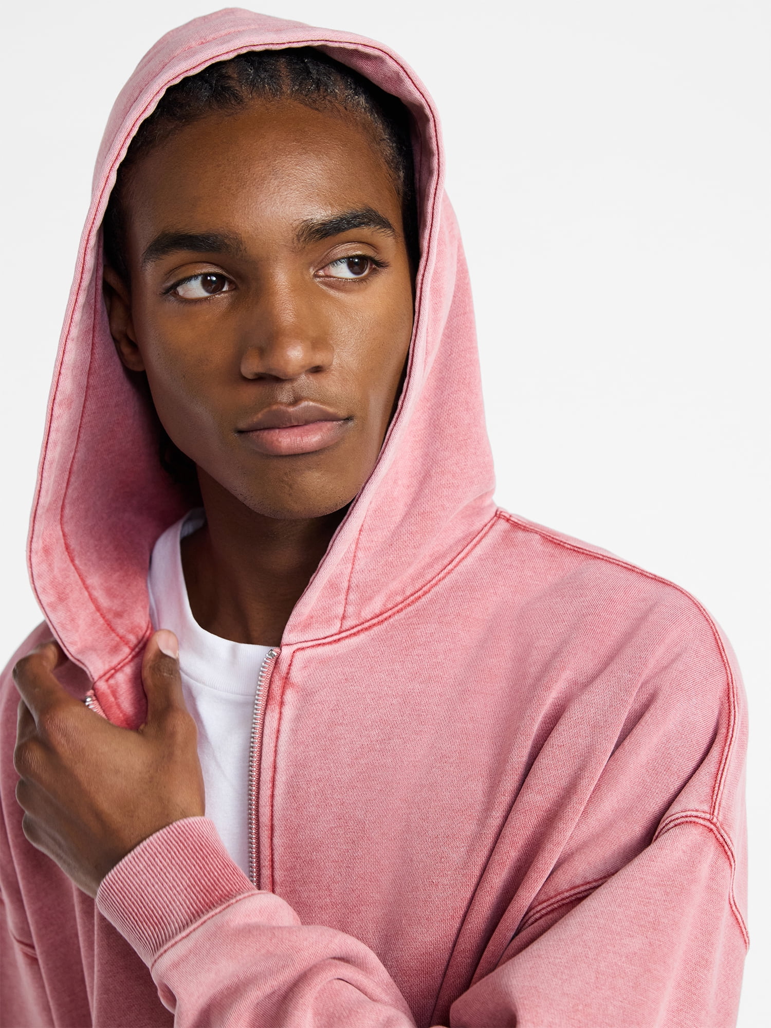 No Boundaries Zip Hoodie with Long Sleeves, Men's XS-4XLT