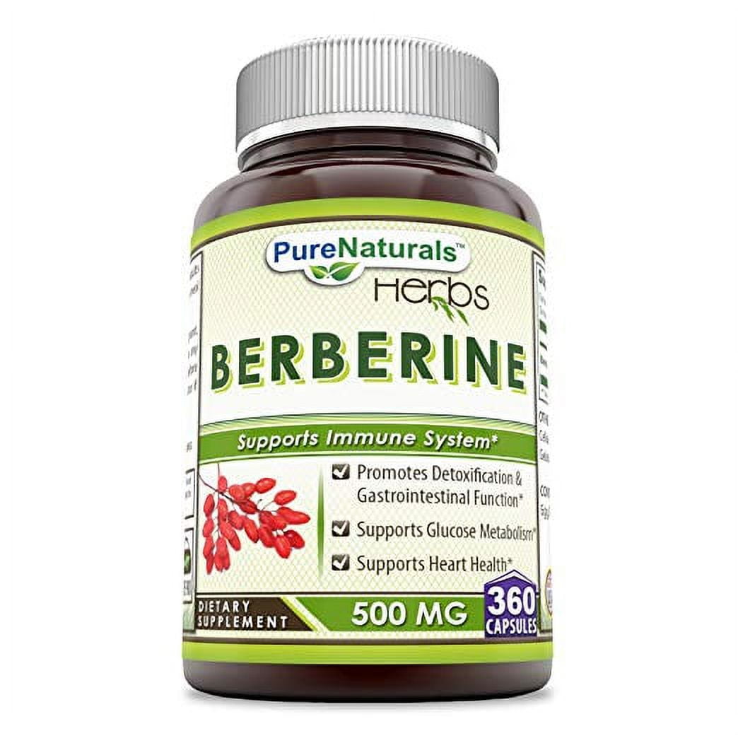 Pure Naturals Berberine 1000mg Per Serving 360 Capsules Supplement | Non GMO | Gluten Free | Made in USA