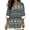 Aztec Elephant Monstera Palm Tree, variant on Blue Wave Swirl Print Shirts for Women Rolled Cuffed Long Sleeve Linen Cotton V Neck Tops Dressy Casual Loose Work Blouses Basic Tees with Side Button, Size L