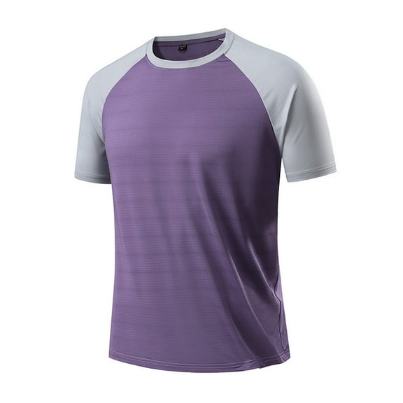 Xyxonk Men's Compression Shirts Rash Guard Quick Dry T Shirts Lightweight Sun Protection Crew Neck Base Layer Undershirt Purple M