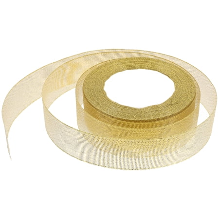OULII Shimmery Golden Metallic Ribbon for Cake Decorations and Craft Use