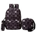 thumbnail image 1 of Mochila escolar clásica a cuadros para niñas con bolso de lápiz y cartera Negro Como se describe, 1 of 1