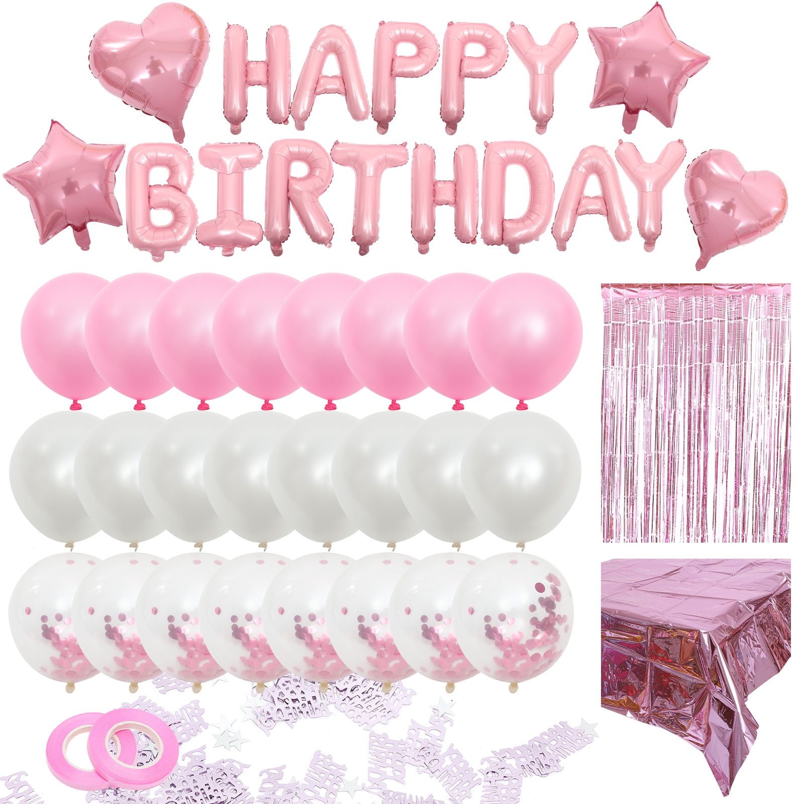 Lnkoo Birthday Decorations, Rainbow Birthday Party Decorations for Women, Girls Happy Birthday Party Decorations with Birthday Banner, Paper Pom Poms
