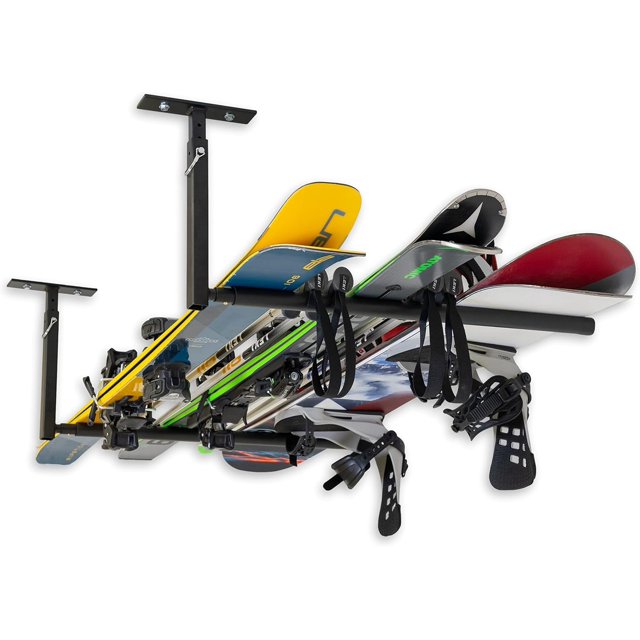 Adjustable Ski and Snowboard Ceiling Rack Overhead Storage Mount Single Sided