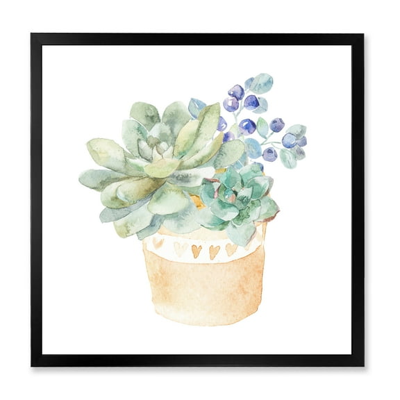 Designart 'Succulent Flower In Terracotta Clypot II' Traditional Framed Art Print