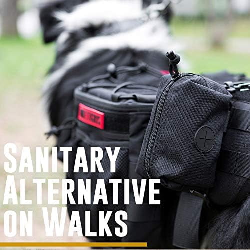 Doggy Poop Bag Holder Zipper Dog Waste Bag Pouch Leash Attachment for Walking Training Running Hiking Black