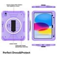 thumbnail image 5 of ELEHOLD Case for Apple iPad 10th Gen, Shockproof Case with 360°Rotating Adjustable Shoulder Hand Strap & Stand,Purple, 5 of 8