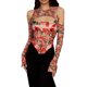 thumbnail image 3 of VISgogo Tops de manga larga para mujer con patrón de flores, ropa de primavera delgada con dobladillo irregular hueco en el hombro del pecho VISgogo  moda, 3 of 9