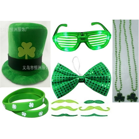 Thinkmax 13pcs ST Patrick's Day Parade Mens and Womens Costume Accessories Set for Irish Day Saint Paddy's Day Celebration Outfit Attire March & Party