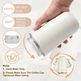 thumbnail image 5 of 12.6 oz Travel Coffee Mug Stainless Steel Vacuum Cup, Leak Proof Reusable Double Walled Coffee Tumbler for Iced and Hot Drinks White, 5 of 7