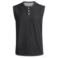 thumbnail image 2 of GrmtClth Men's Sleeveless Shirts Distressed Washed Denim Tank Tops Henley Button Down Relaxed Fit Vintage Tops Workout Solid Beach Tops Boxy Tee Shirts with Pocket Black 2XL, 2 of 4