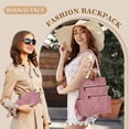 thumbnail image 6 of Backpack Purse for Women, PU Leather Backpack Purse, Waterproof Anti-Theft Women Backpack, Fashion Multi-Pocket Shoulder Bag Handbag With Clutch（Pink）, 6 of 7