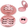 thumbnail image 1 of Acrylic Cute Bow False Eyelash Storage Box Makeup Cosmetic Mirror Case Organizer, 1 of 1