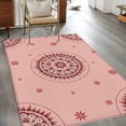 thumbnail image 3 of Pink Floral 3'x5' Washable Rug, Circular Flowers Ethnic Abstract Aesthetic Non-Slip Area Rugs for Entryway Kitchen Classroom, StainResistant Dorm Throw Carpet, Low Pile Soft Indoor Floor Mat, 3 of 9