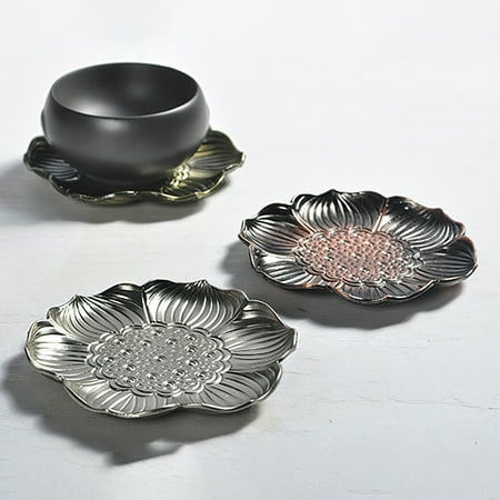 

Walbest 3.35 Retro Alloy Cup Mat Non-slip Insulation Lotus Shaped Table Decor Tea Coaster 1Pc