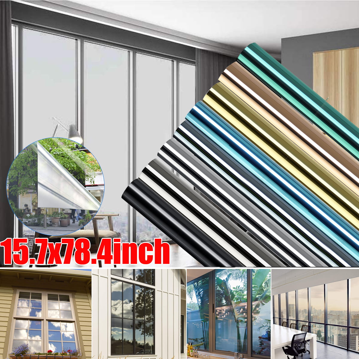 3FT x 24FT One Way Mirror Privacy Reflection Window Tint Film Energy Saver 15% 
