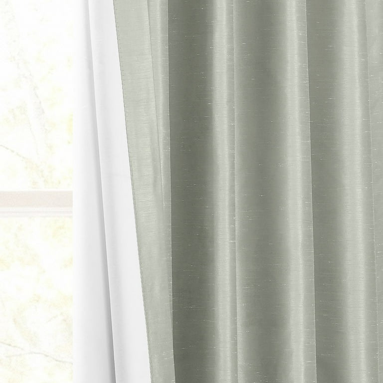 HPD Extra Wide Faux Silk Blackout Curtain Panel - 100" W X 96" L, Silver Vintage Texture, Room Darkening