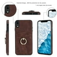 thumbnail image 6 of Fit for Apple iPhone XR Case with Card Pocket 360° Rotatable Ring Holder Kickstand, Shockproof Drop Resistant PU Leather Soft TPU Back Protective Phone Case For iPhone XR, Coffee, 6 of 8