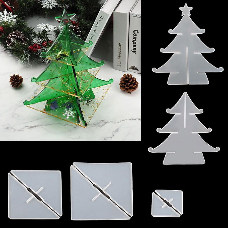 BQBQERT 3-Tier Christmas Tree Cake Stand Tray Epoxy Resin Mold Fruit Tray Silicone