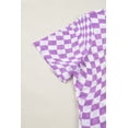 thumbnail image 6 of Women's Purple Checkered Mock Neck Mesh T-Shirt – Casual Summer Style for Everyday Wear, XL, 6 of 10