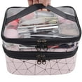thumbnail image 2 of Hweilai 1 double-layer travel makeup case (pink), 2 of 5