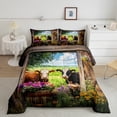 thumbnail image 2 of Homewish Funny Highland Cow Full Size Comforter Sets, Western Rustic Animal Bedding Comforter Set, Cartoon Flower Floral Plant Bedding Sets, Lightweight Room Decor, 3-Piece, 2 of 8