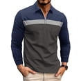 thumbnail image 1 of Bellella Hauts pour Hommes Polo à Col Rabattu Manches Longues Blouse Coupe Régulière T-Shirt Colorblock T-Shirts Hommes Gris 2TG, 1 of 5