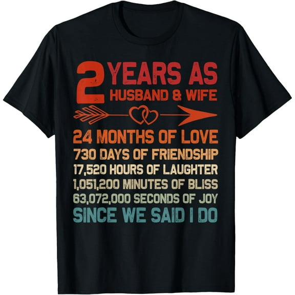 2 Years as Husband & Wife 2nd Anniversary Gift for Couple T-Shirt