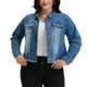 thumbnail image 1 of Chaquetas de mezclilla de mujer de tallas grandes Agnes Orinda, de manga larga, con bolsillos, 5X, azul, 1 of 6