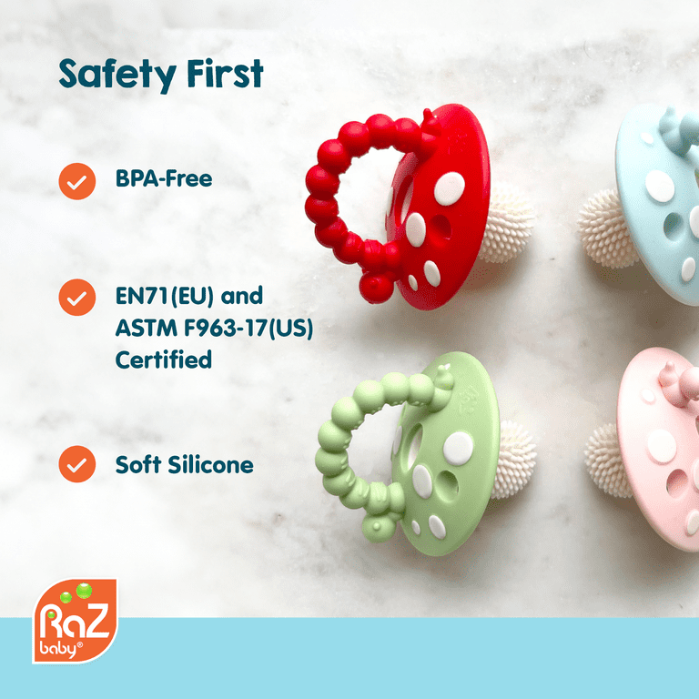 RaZbaby Chompy Teether Toy, 2-Pack, Red/Green photo 6