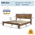 thumbnail image 2 of King Bed Frame, King Size Bed Frame with Storage Headboard, Farmhouse Platform Bed Frame with Charging Station and LED Lights, Sturdy Wooden Slats, No Mattress Required, No Noise，Brown, 2 of 8