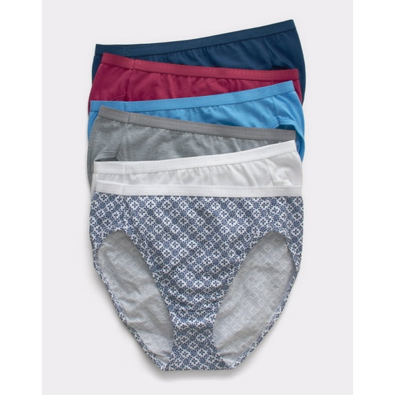 Hanes Ultimate Hi-Cut Underwear 6-Pack Women's Breathable High Cut Full Coverage sz 5-10
