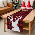 thumbnail image 6 of Christmas Table Runner Christmas Reindeer Table Runners Red Black Check Plaid Snowflake Cotton Linen Dresser Scarf Kitchen Dining Table Decor for Christmas Holiday Party Decor 13x72 Inch, 6 of 9